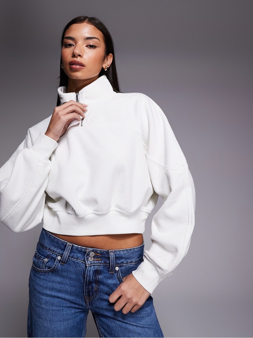 Nike Air Jordan cropped quarter zip top in off white - NWT